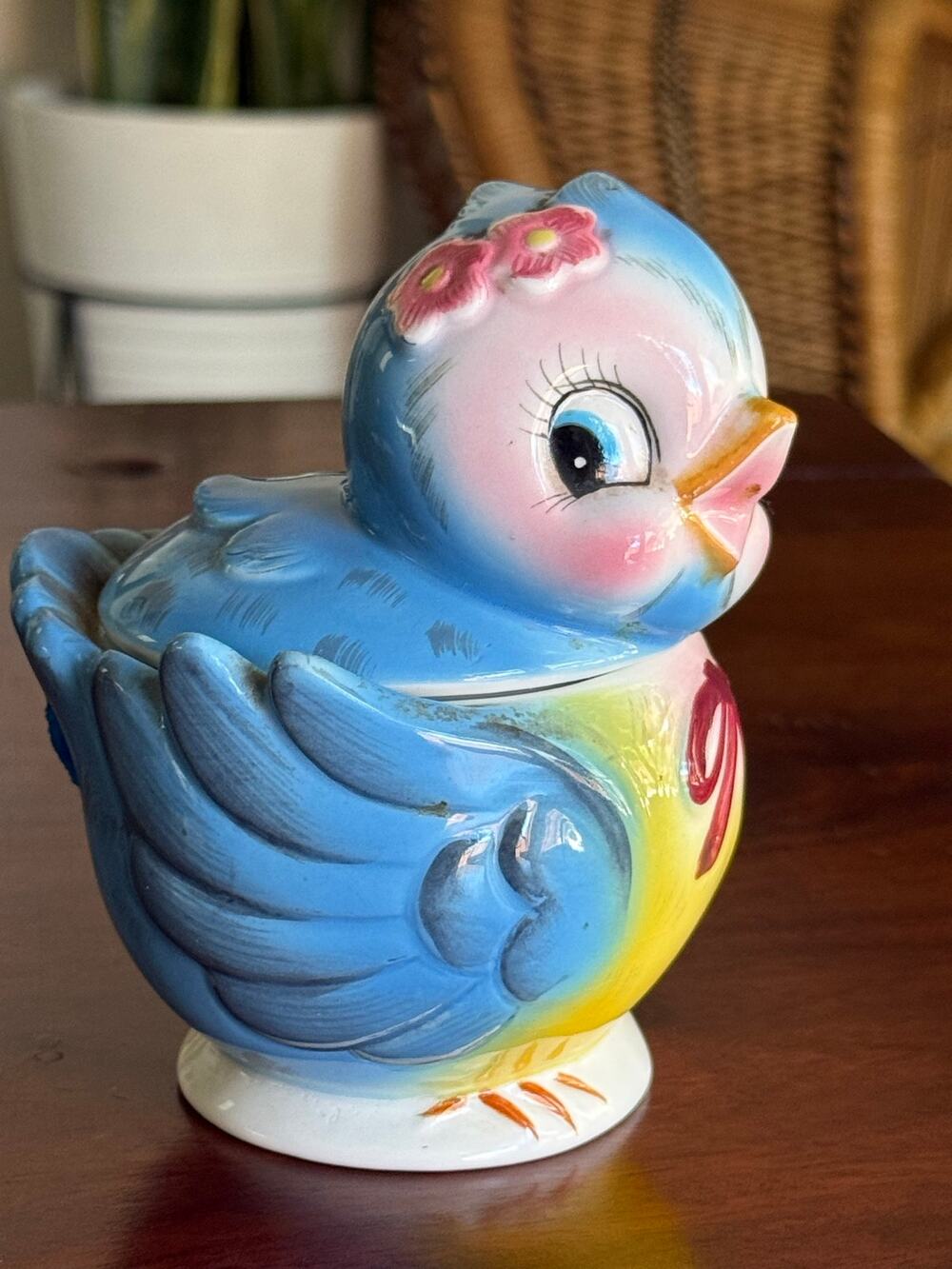 Vintage MCM 50’s Lefton Bluebird Sugar #7170 Anthropomorphic Kitschy
